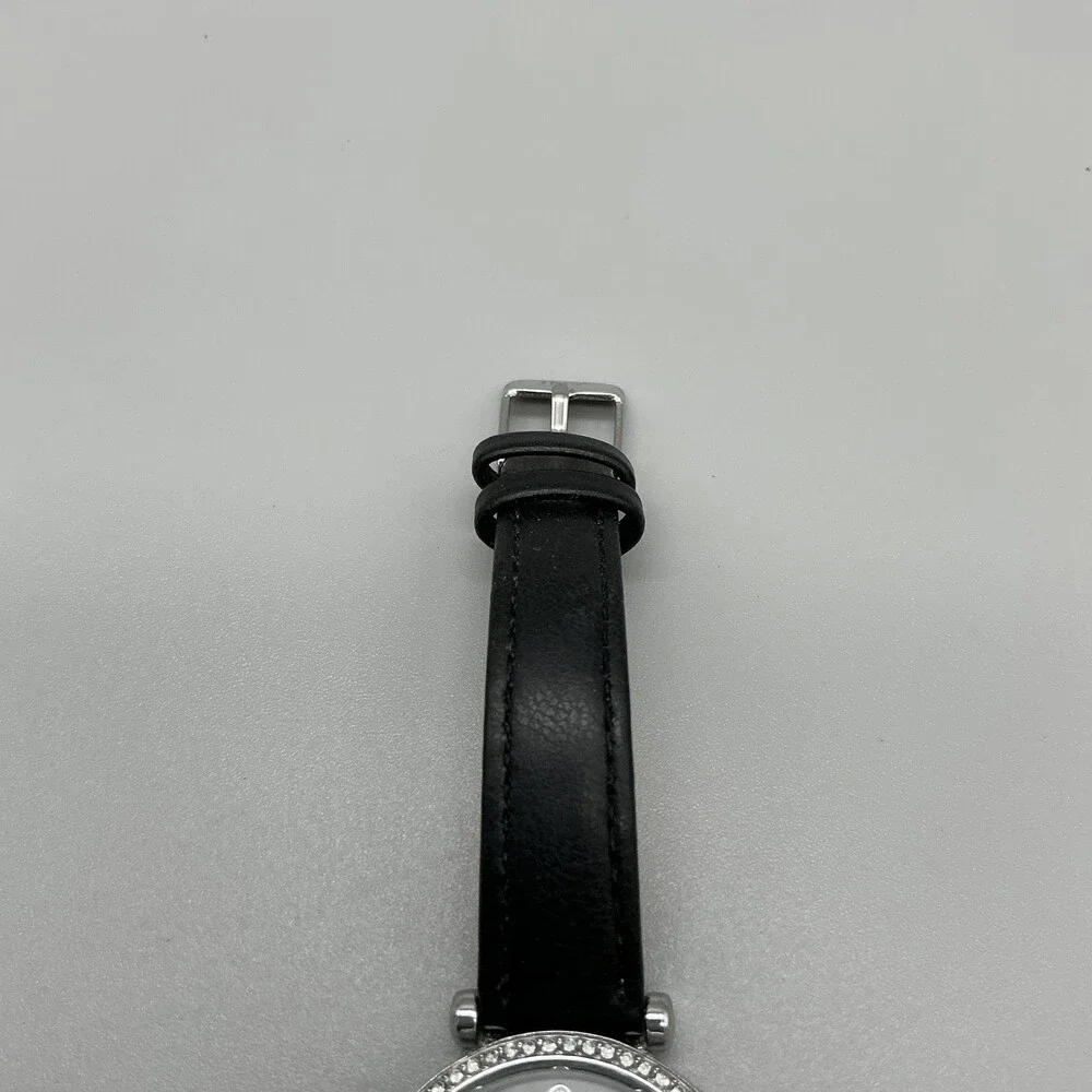 Jones New York 14986 Womens Watch 34mm Black Dial Leather Silver Tone New Batt